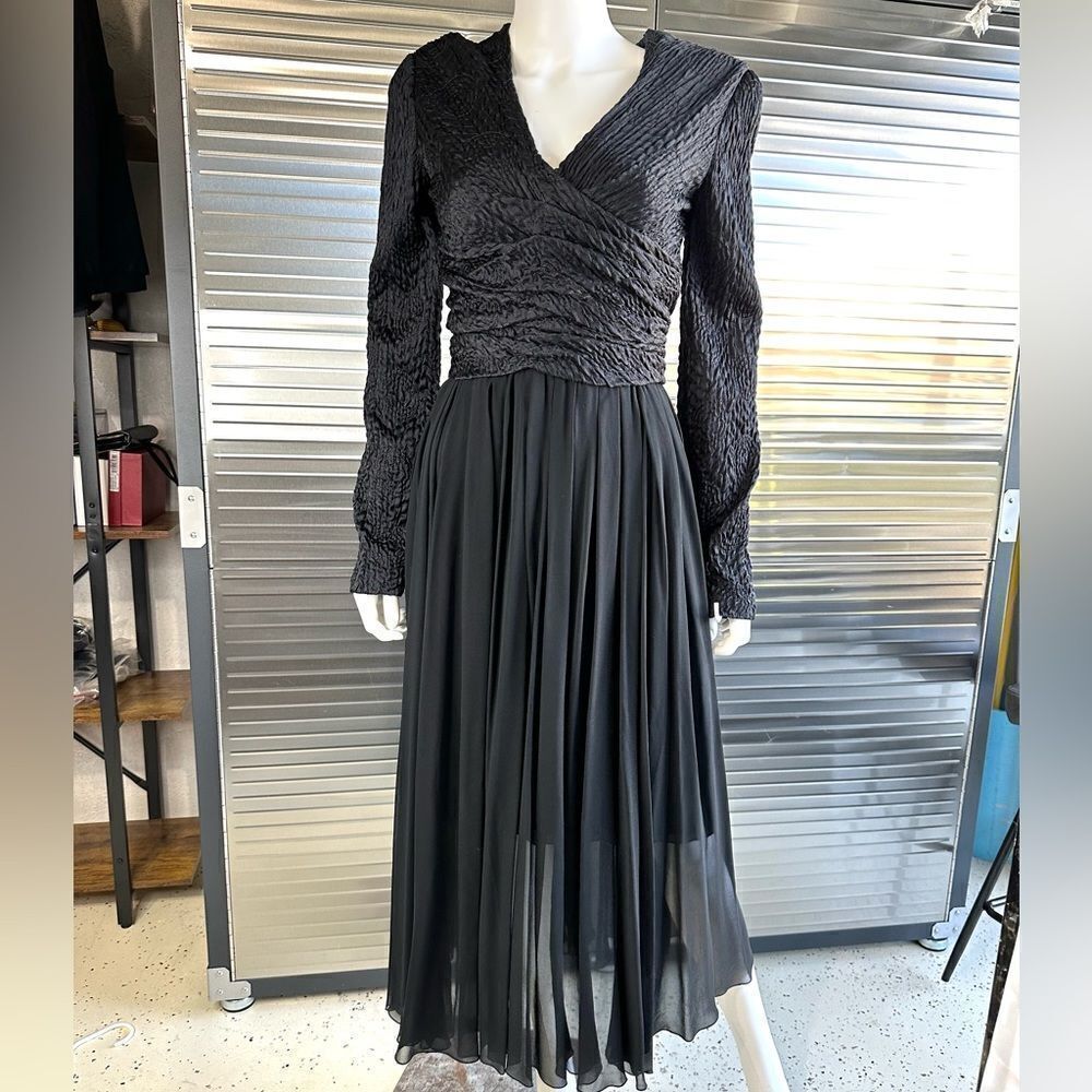 Chanel Vintage Silk Chiffon Camilla Pleated Maxi Evening Gown